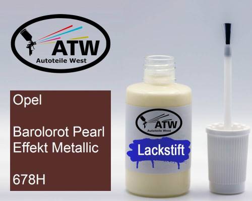 Opel, Barolorot Pearl Effekt Metallic, 678H: 20ml Lackstift, von ATW Autoteile West.